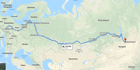 Karte bis Ulan Bataar